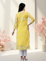 Load image into Gallery viewer, Seva Chikan Hand Embroidered Georgette Lucknowi Chikankari Kurta With Inner