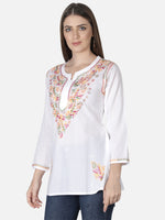 Load image into Gallery viewer, Seva Chikan Hand Embroidered Cotton Lucknowi Chikan Short Top