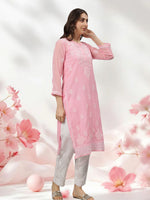 Load image into Gallery viewer, Seva Chikan Hand Embroidered Georgette Lucknowi Chikankari Kurta With Slip