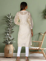 Load image into Gallery viewer, Seva Chikan Hand Embroidered Beige Cotton Lucknowi Chikan Kurti SCL0947