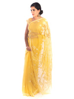 Load image into Gallery viewer, Seva Chikan Hand Embroidered Yellow Georgette Lucknowi Saree With Pearl Work-SCL1199