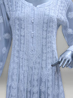 Load image into Gallery viewer, Seva Chikan Hand Embroidered White Georgette Lucknowi Chikankari Anarkali-SCL0875