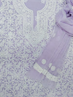 Load image into Gallery viewer, Seva Chikan Hand Embroidered Mauve Georgette Lucknowi Chikankari Unstitched Suit Piece-SCL13136