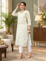 Load image into Gallery viewer, Seva Chikan Hand Embroidered Lucknowi Chikankari Kurta Set