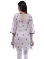 Load image into Gallery viewer, Seva Chikan Hand Embroidered White Cotton Lucknowi Kurti-SCL0199