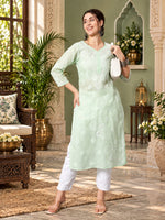 Load image into Gallery viewer, Seva Chikan Hand Embroidered Lucknowi Chikankari Kurta Set