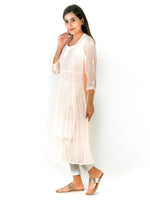 Load image into Gallery viewer, Seva Chikan Hand Embroidered Light Peach Georgette Lucknowi Chikankari Anarkali-SCL1254