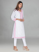 Load image into Gallery viewer, Seva Chikan Hand Embroidered White Cotton Lucknowi Chikankari Kurta-SCL0926