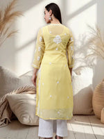 Load image into Gallery viewer, Seva Chikan Hand Embroidered Georgette Chikankari Kurta With Matching Slip