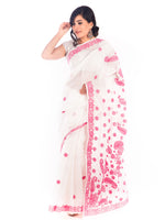 Load image into Gallery viewer, Seva Chikan Hand Embroidered White Kota Lucknowi Saree-SCL1197