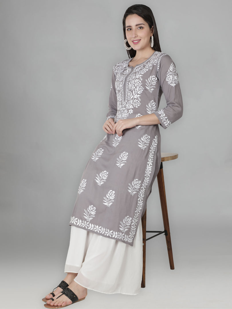 Seva Chikan Hand Embroidered Modal Cotton Lucknowi Chikankari Kurta