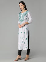 Load image into Gallery viewer, Seva Chikan Hand Embroidered White Cotton Lucknowi Chikankari Kurta