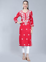 Load image into Gallery viewer, Seva Chikan Hand Embroidered Rayon Lucknowi Chikankari Kurta