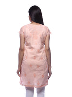 Load image into Gallery viewer, Seva Chikan Hand Embroidered Peach Cotton Lucknowi Chikan Top-SCL0335