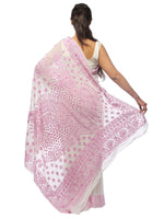 Load image into Gallery viewer, Seva Chikan Hand Embroidered White Pure Georgette Lucknowi Saree-SCL0588