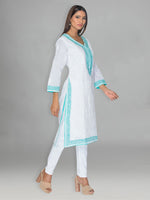 Load image into Gallery viewer, Seva Chikan Hand Embroidered White Cotton Lucknowi Chikankari Kurta-SCL0928