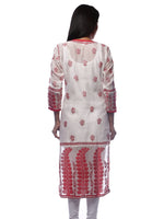 Load image into Gallery viewer, Seva Chikan Hand Embroidered White Chanderi Silk Lucknowi Chikan Kurti-SCL0249