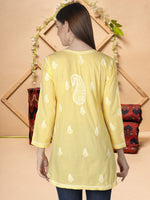 Load image into Gallery viewer, Seva Chikan Hand Embroidered Cotton Lucknowi Chikan Short Top