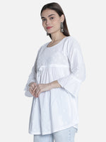 Load image into Gallery viewer, Seva Chikan Hand Embroidered Cotton Lucknowi Chikan Short Top