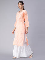 Load image into Gallery viewer, Seva Chikan Hand Embroidered Terivoil Cotton Lucknowi Chikan Kurti