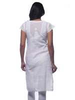 Load image into Gallery viewer, Seva Chikan Hand Embroidered White Cotton Lucknowi Chikan Kurti-SCL0221