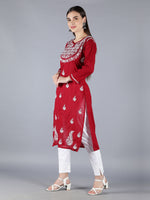 Load image into Gallery viewer, Seva Chikan Hand Embroidered Cotton Lucknowi Chikan Kurti