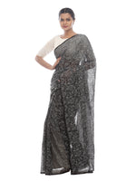Load image into Gallery viewer, Seva Chikan Hand Embroidered Black Georgette Lucknowi Saree-SCL2449