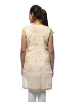 Load image into Gallery viewer, Seva Chikan Hand Embroidered Beige Cotton Lucknowi Chikan Kurta-SCL0645