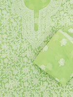 Load image into Gallery viewer, Seva Chikan Hand Embroidered Pista Green Georgette Lucknowi Chikankari Unstitched Suit Piece-SCL13135