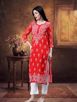 Load image into Gallery viewer, Seva Chikan Hand Embroidered Georgette Lucknowi Chikankari Kurta With Inner