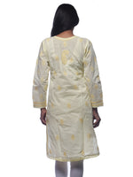 Load image into Gallery viewer, Seva Chikan Hand Embroidered Yellow Cotton Lucknowi Chikan Kurti-SCL0320
