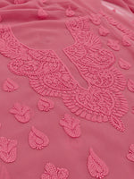 Load image into Gallery viewer, Seva Chikan Hand Embroidered Carrot Pink Georgette Lucknowi Chikankari Unstitched Suit Piece-SEV15033