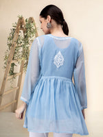 Load image into Gallery viewer, Seva Chikan Hand Embroidered Georgette Lucknowi Chikankari Top With Slip