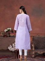 Load image into Gallery viewer, Seva Chikan Hand Embroidered Terivoil Cotton Lucknowi Chikan Kurti