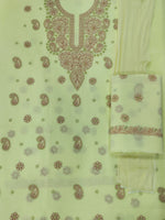 Load image into Gallery viewer, Seva Chikan Hand Embroidered Lemon Cotton Lucknowi Chikankari Unstitched Suit Piece-SEV15001