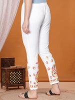 Load image into Gallery viewer, Seva Chikan Hand Embroidered White Cotton Lucknawi Chikankari Trouser-SCL11008
