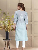 Load image into Gallery viewer, Seva Chikan Hand Embroidered Terivoil Cotton Lucknowi Chikankari Kurta