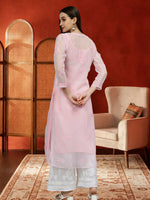Load image into Gallery viewer, Seva Chikan Hand Embroidered Georgette Chikankari Kurta With Matching Slip