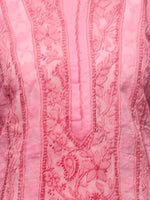 Load image into Gallery viewer, Seva Chikan Hand Embroidered Pink Cotton Lucknowi Chikankari Anarkali-SCL0633
