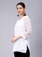 Load image into Gallery viewer, Seva Chikan Hand Embroidered Georgette Lucknowi Chikan Top With Slip
