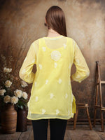 Load image into Gallery viewer, Seva Chikan Hand Embroidered Georgette Lucknowi Chikankari Top With Slip SCL9186