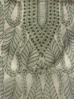 Load image into Gallery viewer, Seva Chikan Hand Embroidered Lemon Cotton Lucknowi Chikan Unstitched Kurta Piece-SCL0078