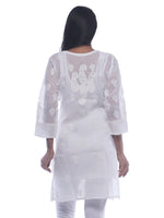 Load image into Gallery viewer, Seva Chikan Hand Embroidered White Cotton Lucknowi Chikan Kurti-SCL0217