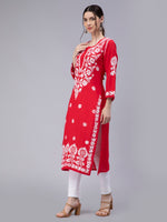 Load image into Gallery viewer, Seva Chikan Hand Embroidered Modal Cotton Lucknowi Chikan Kurti