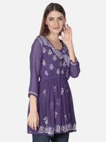 Load image into Gallery viewer, Seva Chikan Hand Embroidered Georgette Lucknowi Chikan Top