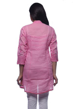 Load image into Gallery viewer, Seva Chikan Hand Embroidered Pink Cotton Lucknowi Chikankari Short Top-SCL0325