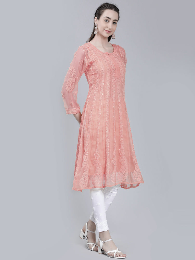 Seva Chikan Hand Embroidered Georgette Lucknowi Chikankari Anarkali