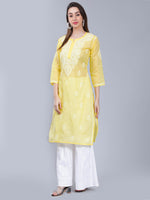 Load image into Gallery viewer, Seva Chikan Hand Embroidered Terivoil Cotton Lucknowi Chikan Kurta