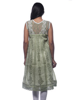 Load image into Gallery viewer, Seva Chikan Hand Embroidered Dark Green Cotton Lucknowi Chikankari Anarkali-SCL0240