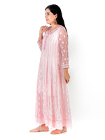 Load image into Gallery viewer, Seva Chikan Hand Embroidered Peach Georgette Lucknowi Chikankari Anarkali-SCL1321